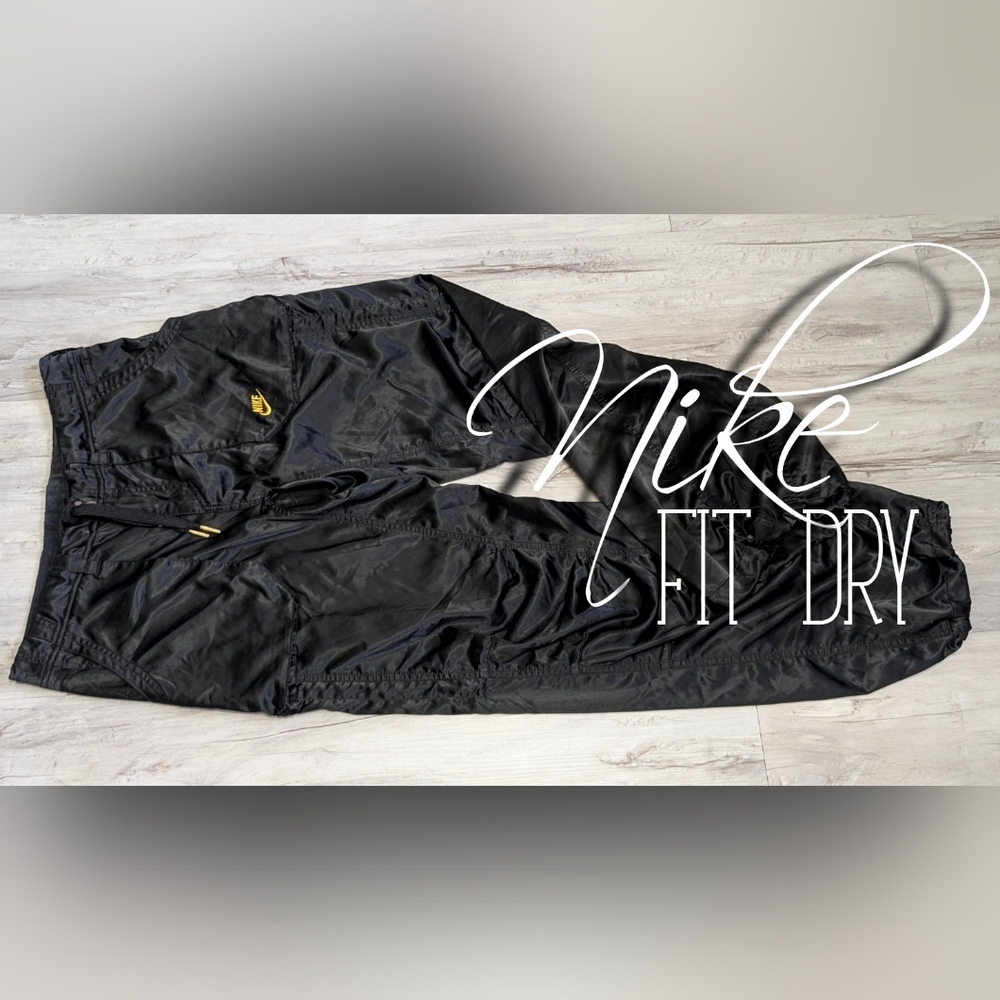 Nike Black Satiny Track Jogger Pants XL Tall